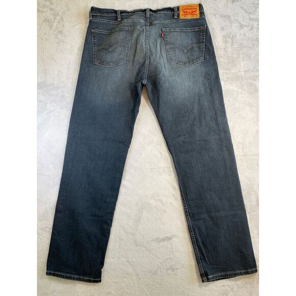 505 Levis Mens Jeans 38x32 Dark Wash Blue Straight Fit - Picture 3 of 7